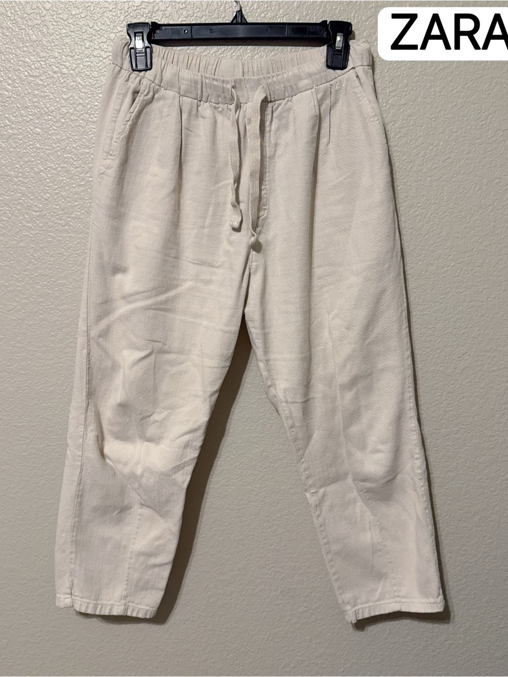 ZARA Women's Cream Casual Cropped Pants